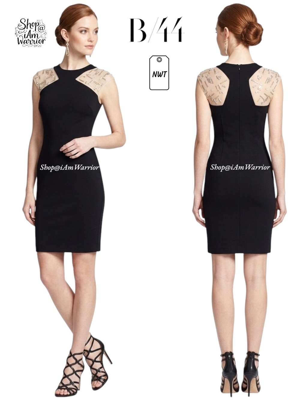 Bailey 44 NWT rhinestone illusion bodycon dress *shop@iamwarrior